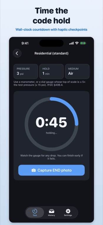 Hold timer counting down with the current pressure, hold and medium