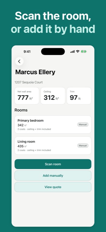 Rooms added to a job by scanning