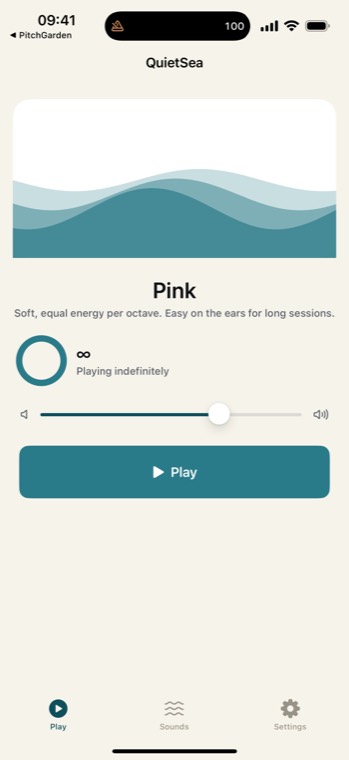The player with pink noise selected