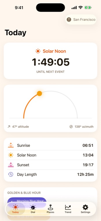 Today: countdown to the next sun event